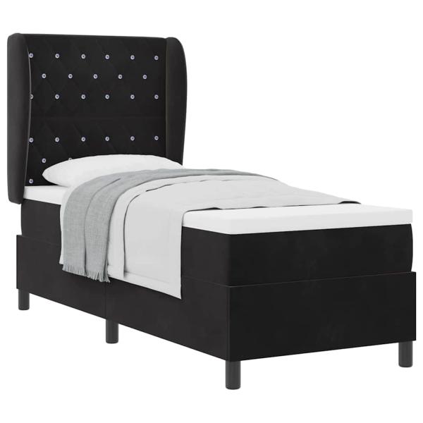 Boxspringbett mit Matratze Schwarz 80x200 cm Samt