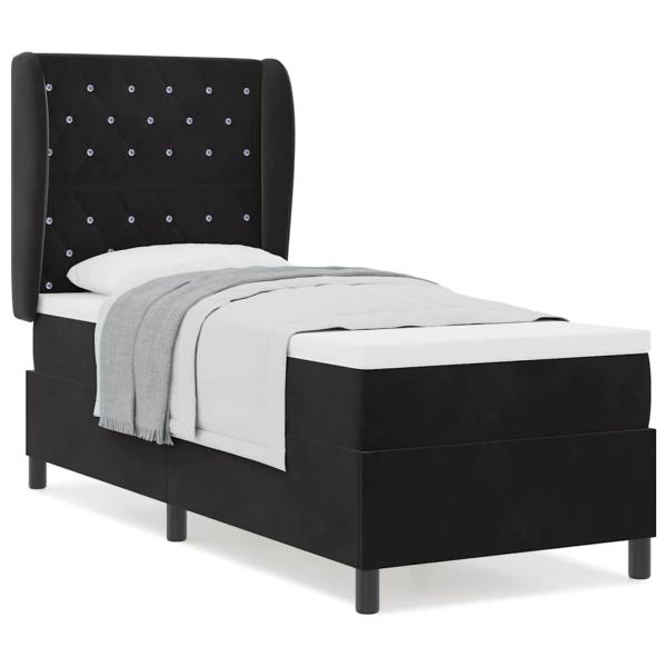 Boxspringbett mit Matratze Schwarz 80x200 cm Samt