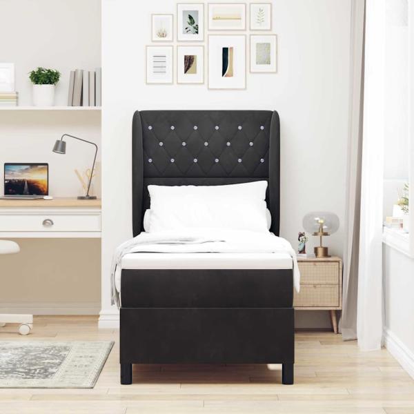 Boxspringbett mit Matratze Schwarz 80x200 cm Samt