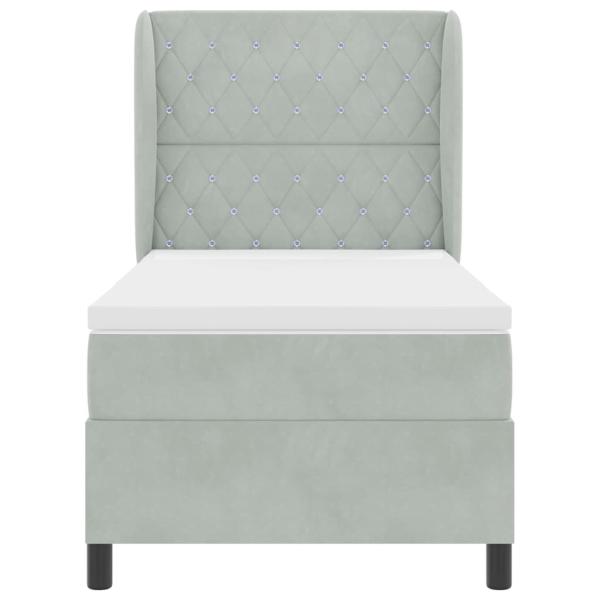 Boxspringbett mit Matratze Hellgrau 90x200 cm Samt