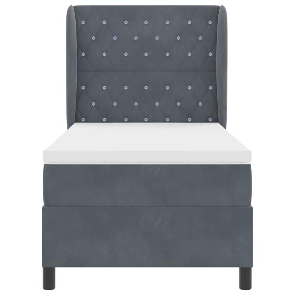 Boxspringbett mit Matratze Dunkelgrau 90x200 cm Samt
