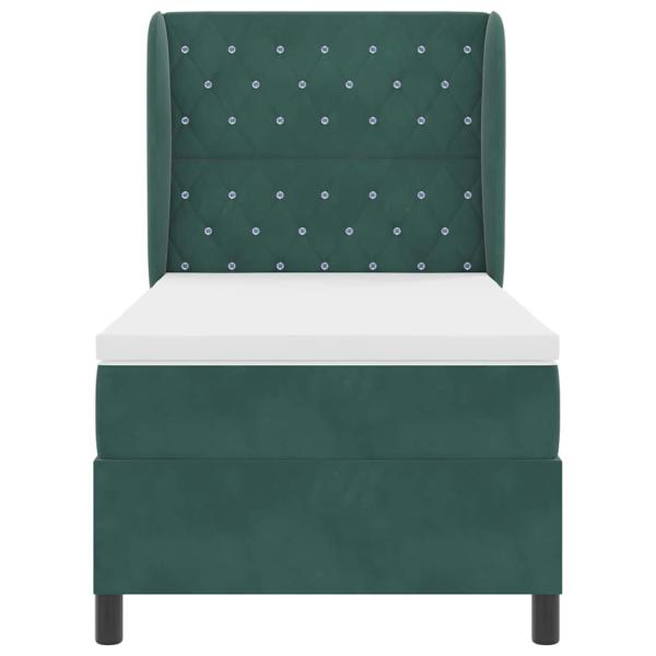 Boxspringbett mit Matratze Dunkelgrün 90x200 cm Samt
