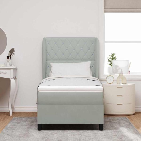 Boxspringbett mit Matratze Hellgrau 100x200 cm Samt