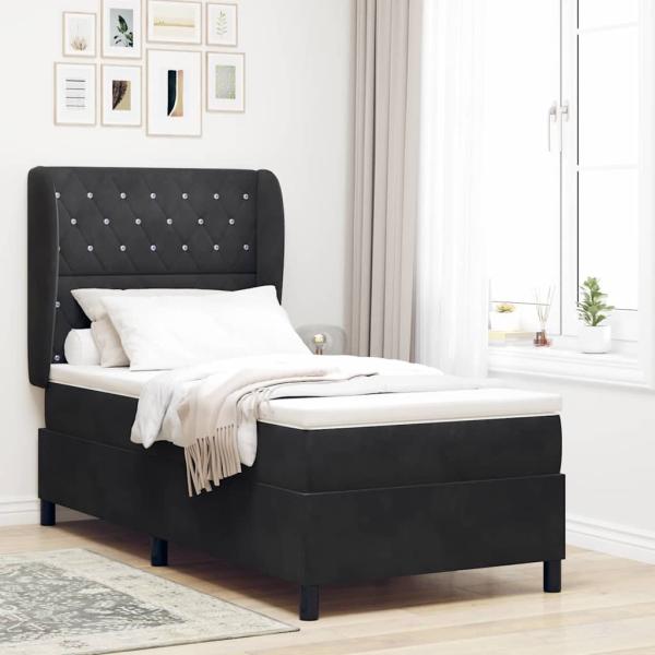 ARDEBO.de - Boxspringbett mit Matratze Schwarz 100x200 cm Samt