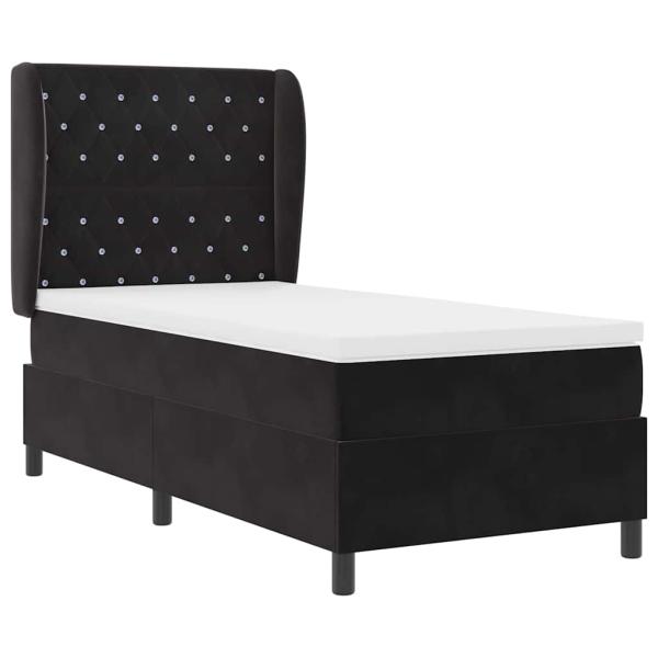 Boxspringbett mit Matratze Schwarz 100x200 cm Samt