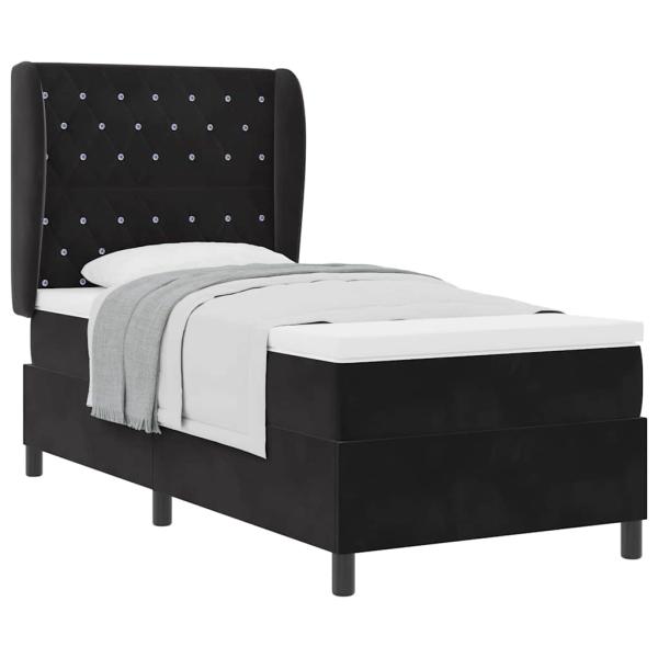 Boxspringbett mit Matratze Schwarz 100x200 cm Samt