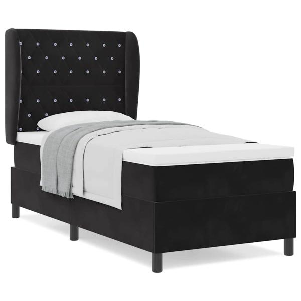 Boxspringbett mit Matratze Schwarz 100x200 cm Samt