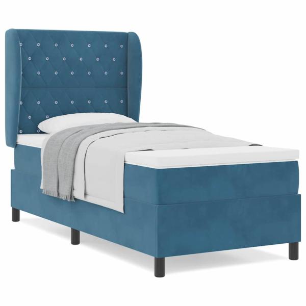 Boxspringbett mit Matratze Dunkelblau 100x200 cm Samt