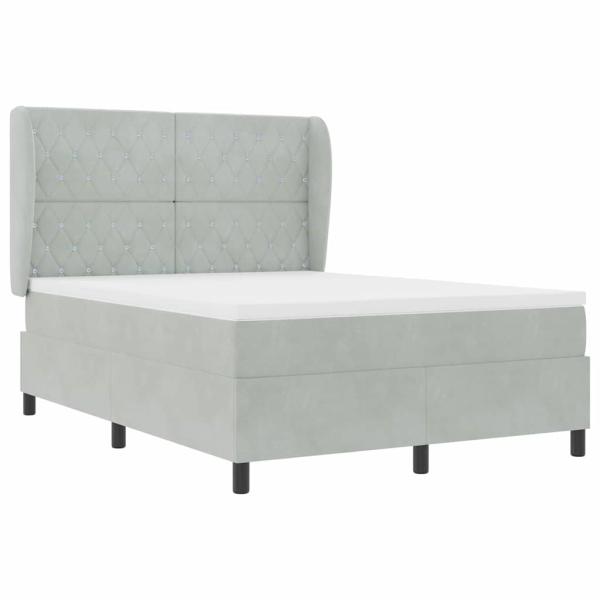 Boxspringbett mit Matratze Hellgrau 140x190 cm Samt