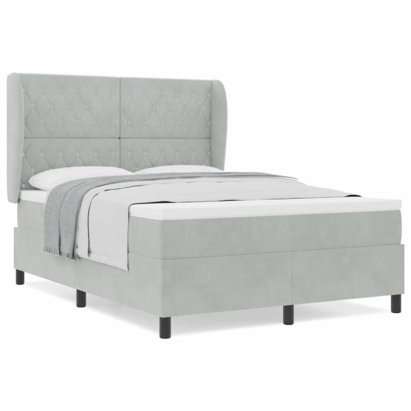 Boxspringbett mit Matratze Hellgrau 140x190 cm Samt