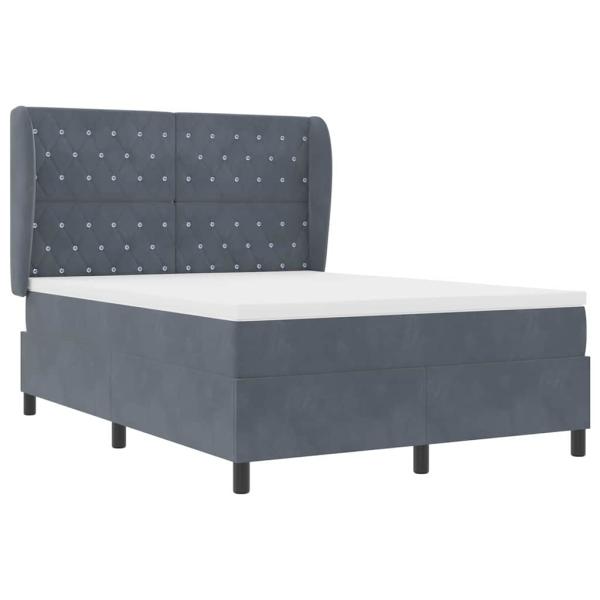 Boxspringbett mit Matratze Dunkelgrau 140x190 cm Samt