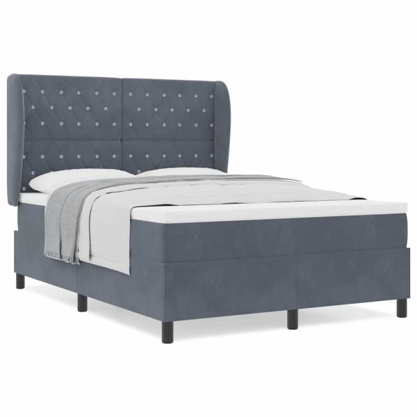 Boxspringbett mit Matratze Dunkelgrau 140x190 cm Samt