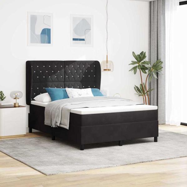 ARDEBO.de - Boxspringbett mit Matratze Schwarz 140x190 cm Samt