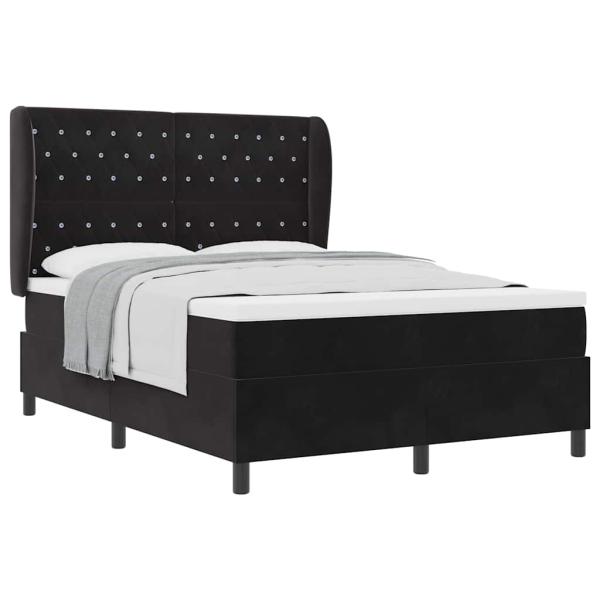 Boxspringbett mit Matratze Schwarz 140x190 cm Samt