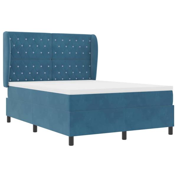 Boxspringbett mit Matratze Dunkelblau 140x190 cm Samt