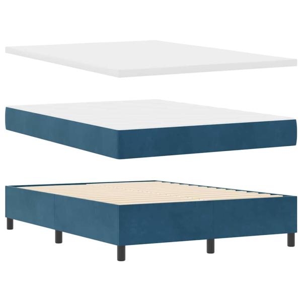 Boxspringbett mit Matratze Dunkelblau 140x190 cm Samt