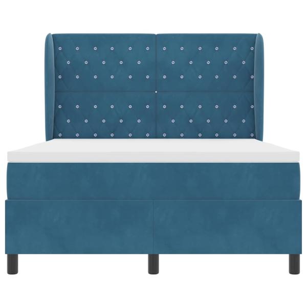 Boxspringbett mit Matratze Dunkelblau 140x190 cm Samt