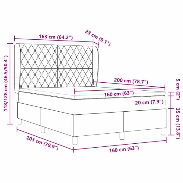 Boxspringbett mit Matratze Hellgrau 160x200 cm Samt