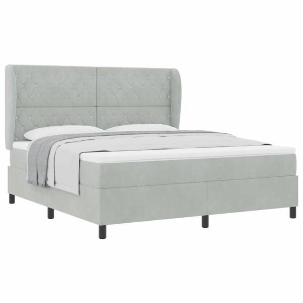 Boxspringbett mit Matratze Hellgrau 180x200 cm Samt