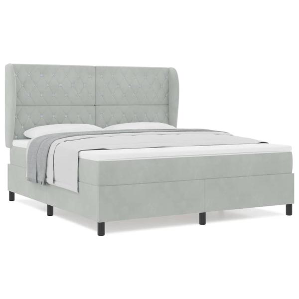 Boxspringbett mit Matratze Hellgrau 180x200 cm Samt