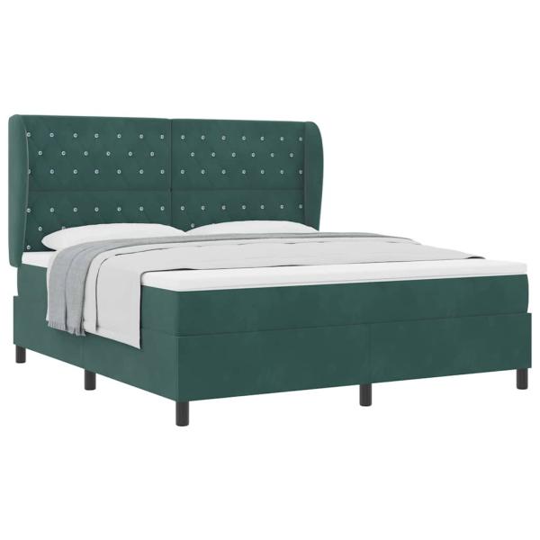 Boxspringbett mit Matratze Dunkelgrün 180x200 cm Samt