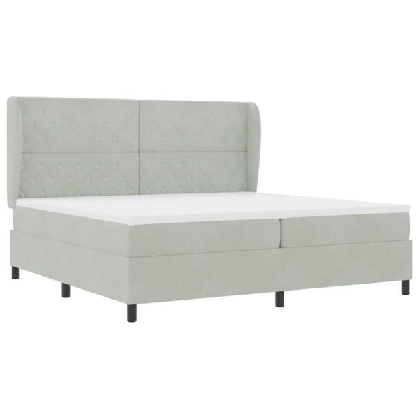 Boxspringbett mit Matratze Hellgrau 200x200 cm Samt