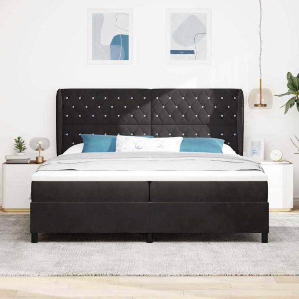 Boxspringbett mit Matratze Schwarz 200x200 cm Samt