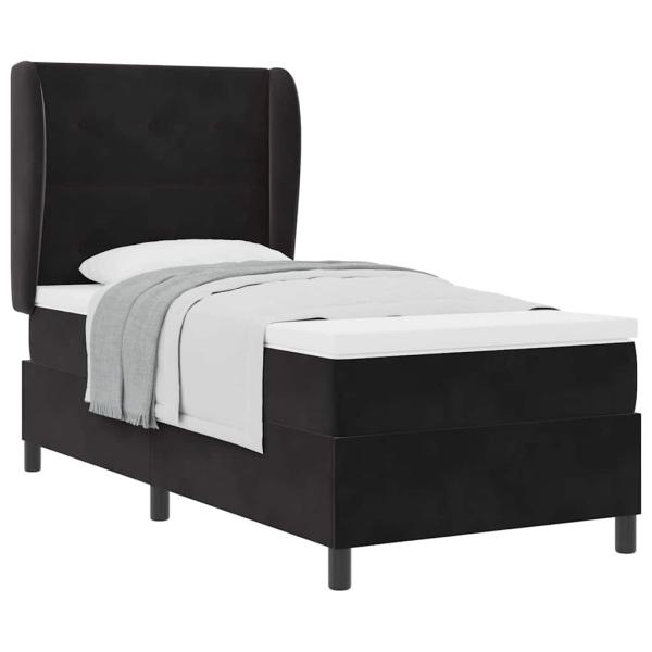 Boxspringbett mit Matratze Schwarz 80x200 cm Samt