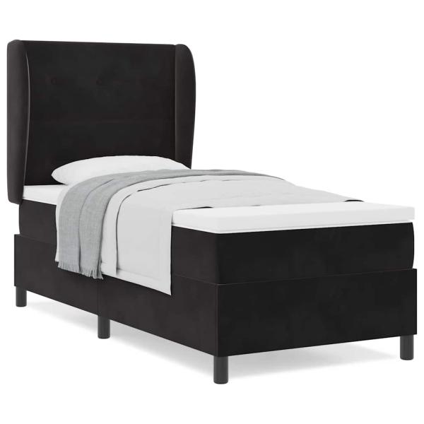 Boxspringbett mit Matratze Schwarz 80x200 cm Samt