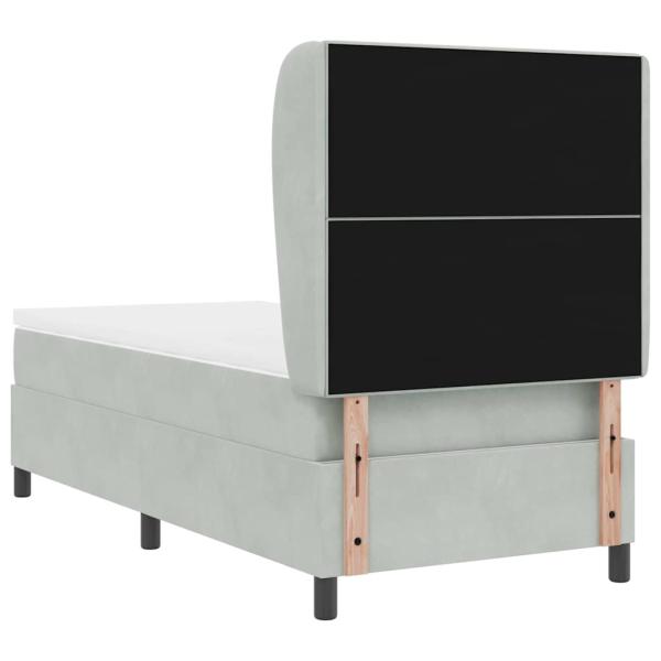 Boxspringbett mit Kopfteil Hellgrau 190 x 90 cm Samt
