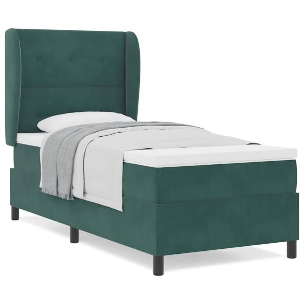 Boxspringbett mit Matratze Dunkelgrün 90x190 cm Samt