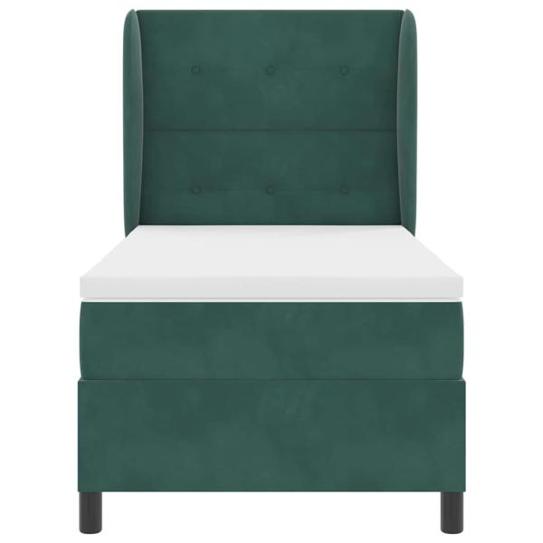 Boxspringbett mit Matratze Dunkelgrün 90x190 cm Samt