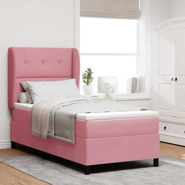 ARDEBO.de - Boxspringbett mit Matratze Rosa 90x190 cm Samt