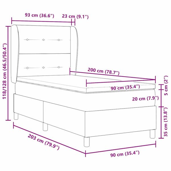 Boxspringbett mit Matratze Schwarz 90x200 cm Samt