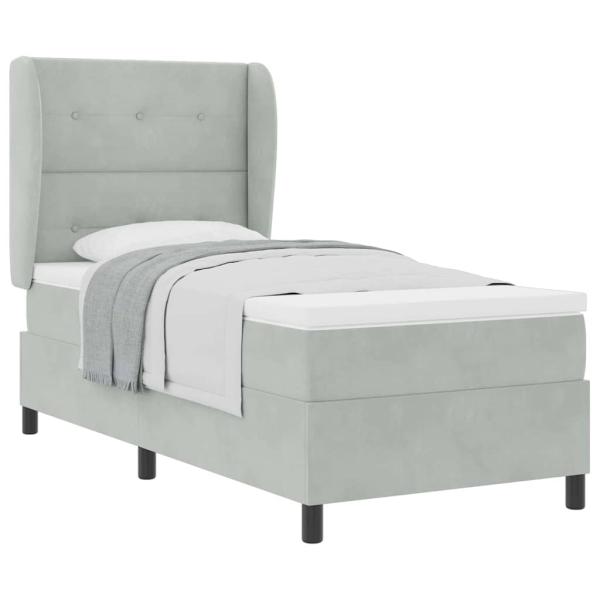 Boxspringbett mit Matratze Hellgrau 100x200 cm Samt