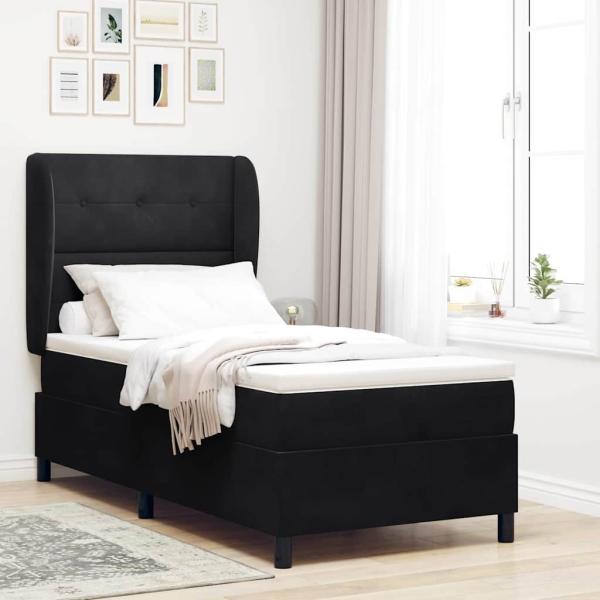 ARDEBO.de - Boxspringbett mit Matratze Schwarz 100x200 cm Samt