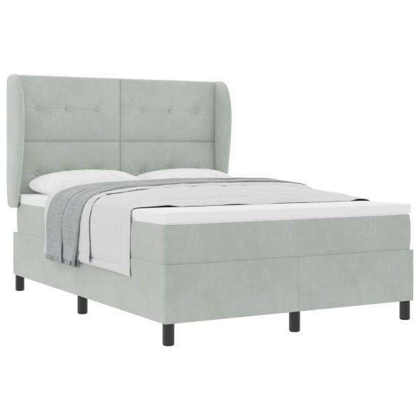 Boxspringbett mit Matratze Hellgrau 140x190 cm Samt