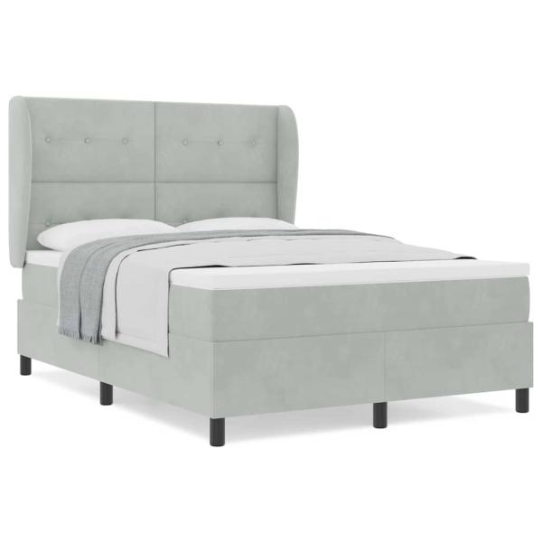 Boxspringbett mit Matratze Hellgrau 140x190 cm Samt