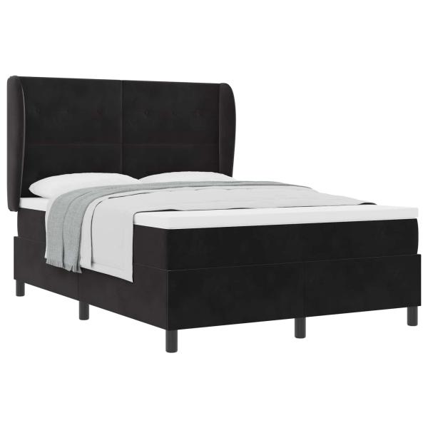 Boxspringbett mit Matratze Schwarz 140x190 cm Samt