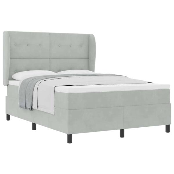 Boxspringbett mit Matratze Hellgrau 140x200 cm Samt
