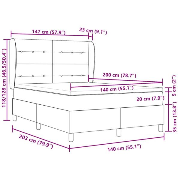Boxspringbett mit Matratze Dunkelgrau 140x200 cm Samt