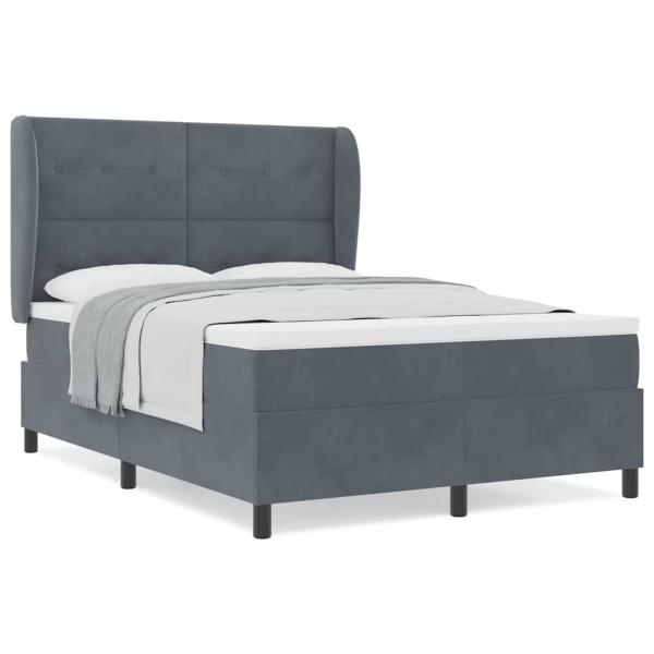 Boxspringbett mit Matratze Dunkelgrau 140x200 cm Samt