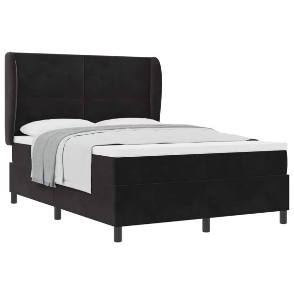 Boxspringbett mit Matratze Schwarz 160x200 cm Samt