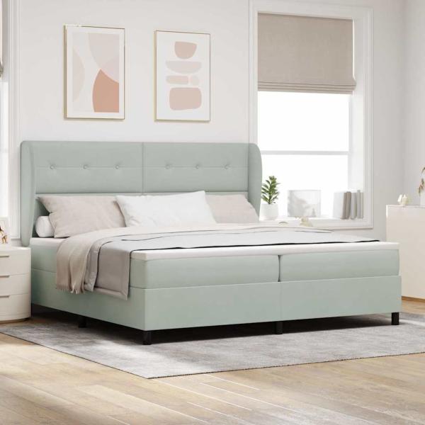 ARDEBO.de - Boxspringbett mit Matratze Hellgrau 200x200 cm Samt