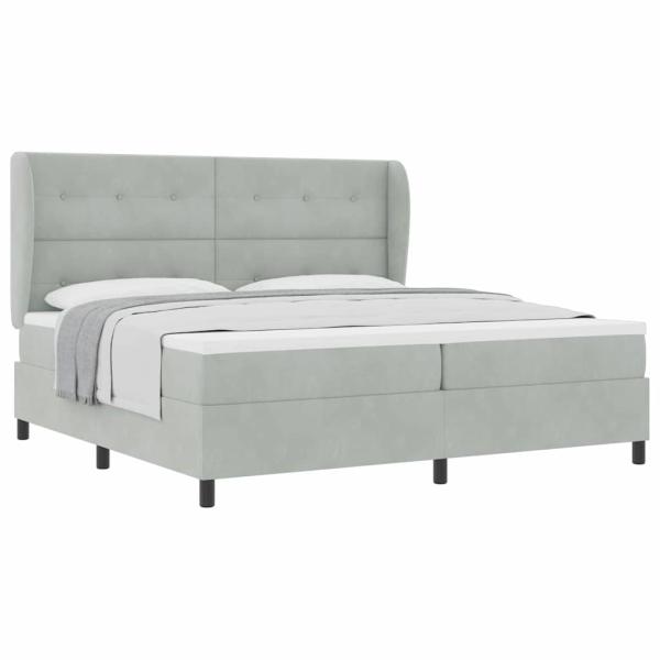 Boxspringbett mit Matratze Hellgrau 200x200 cm Samt