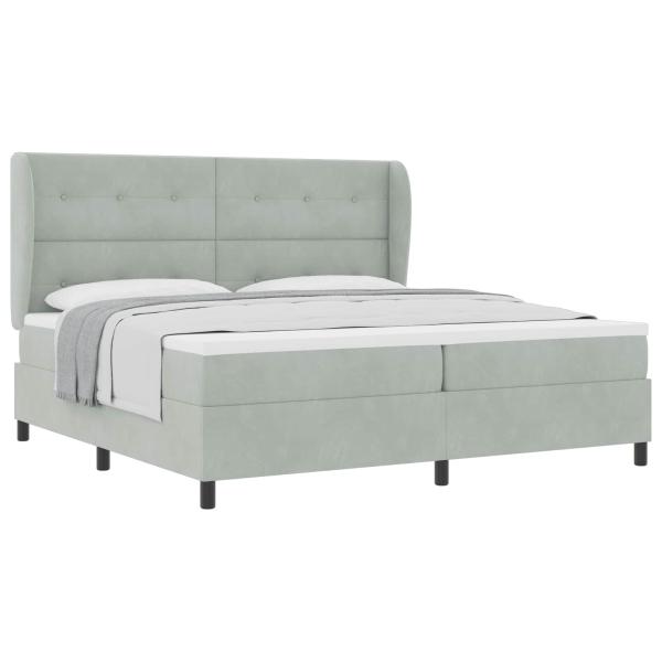 Boxspringbett mit Matratze Hellgrau 200x200 cm Samt