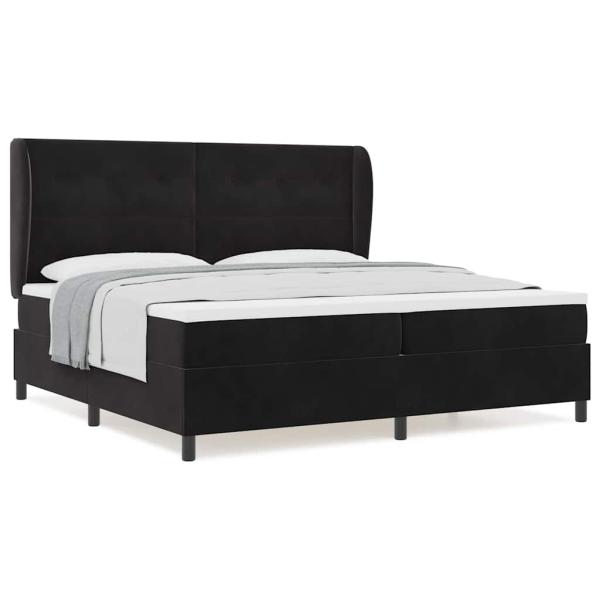 Boxspringbett mit Matratze Schwarz 200x200 cm Samt