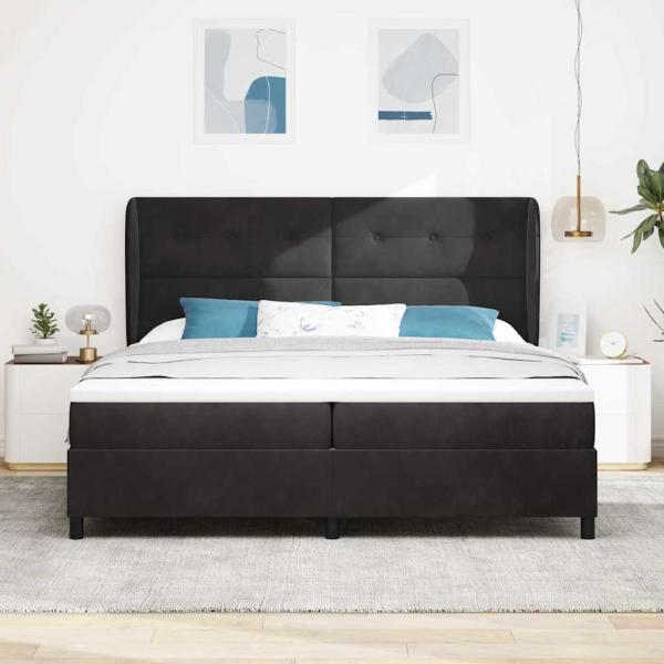 Boxspringbett mit Matratze Schwarz 200x200 cm Samt
