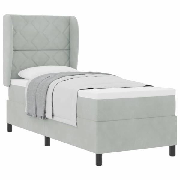 Boxspringbett mit Matratze Hellgrau 80x200 cm Samt