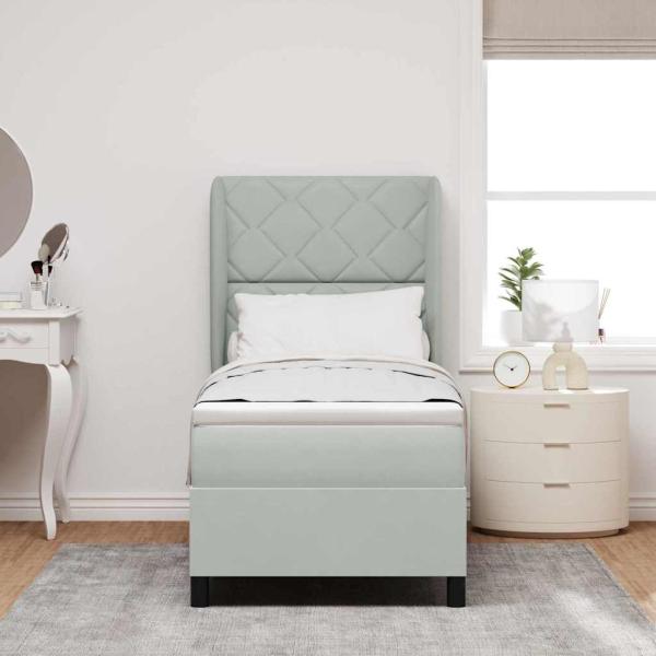 Boxspringbett mit Matratze Hellgrau 80x200 cm Samt